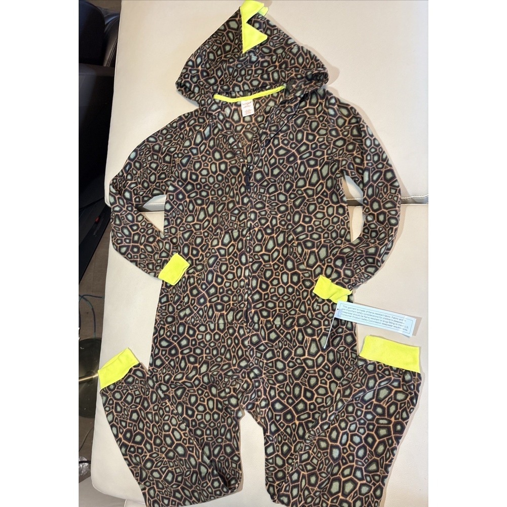 Boys Large (10/12) Cat & Jack Dinosaur One Piece Hooded Pajamas Sleepwear NWT